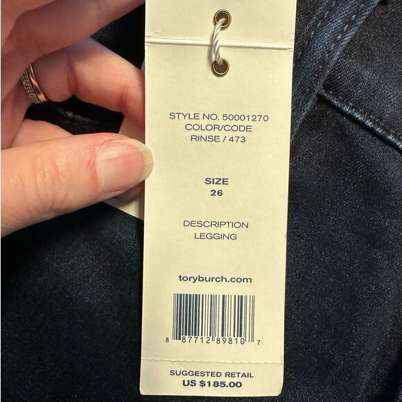 NWT Tory Burch Jeans Skinny Legging Dark Wash Size 26 - Picture 8 of 11